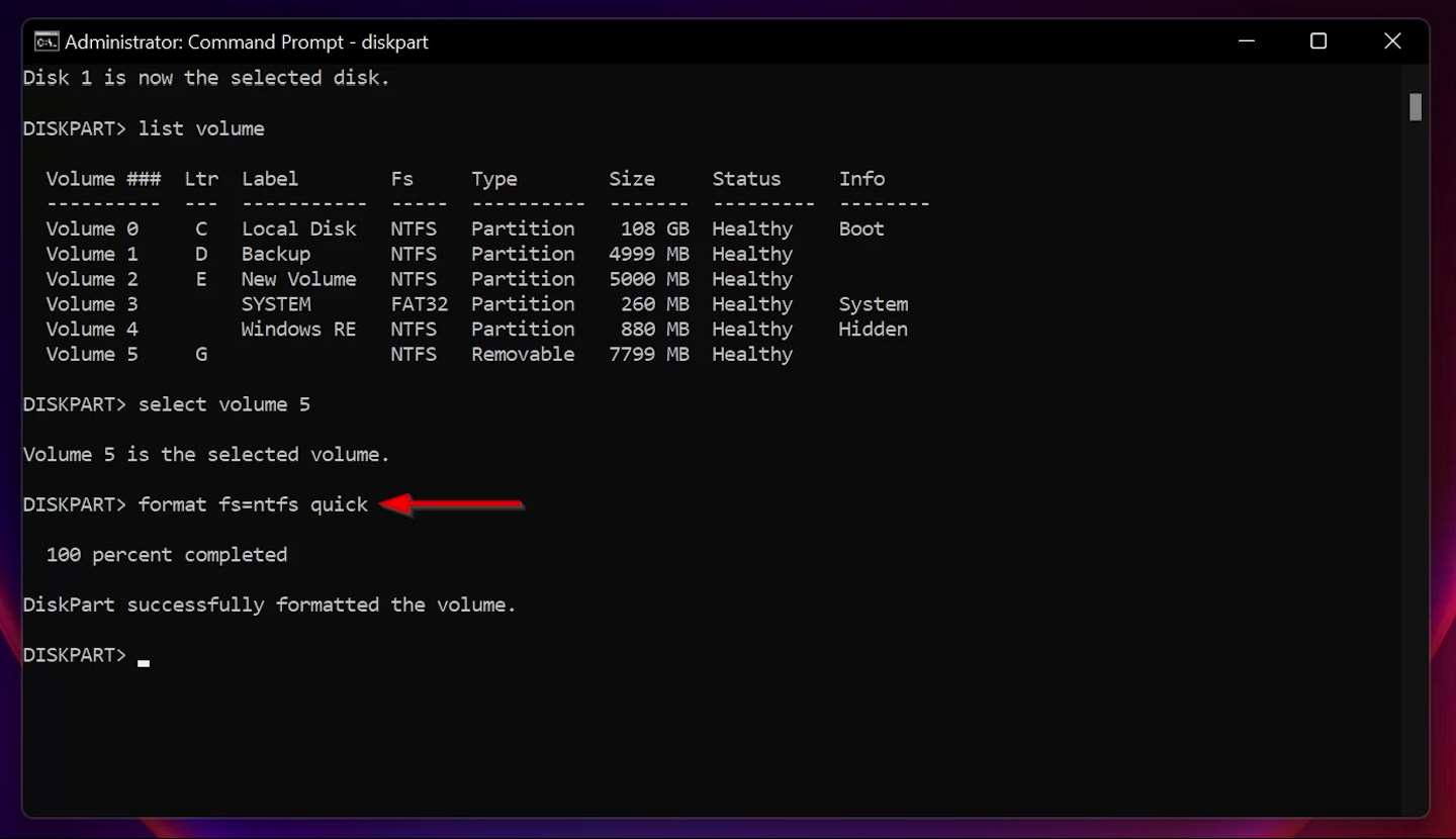 CMD ile Format Atmak